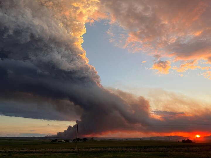 Active wildfire with smoke